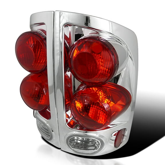 Spec-D Tuning Chrome Housing Clear Lens Tail Lights Compatible with 2002-2006 Dodge Ram 1500/2500/3500, Left + Right Pair Assembly