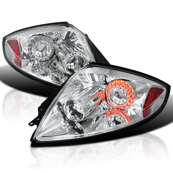 Spec-D Tuning Chrome Housing LED Tail Lights Compatible with 2006-2011 Mitsubishi Eclipse, Left + Right Pair Assembly