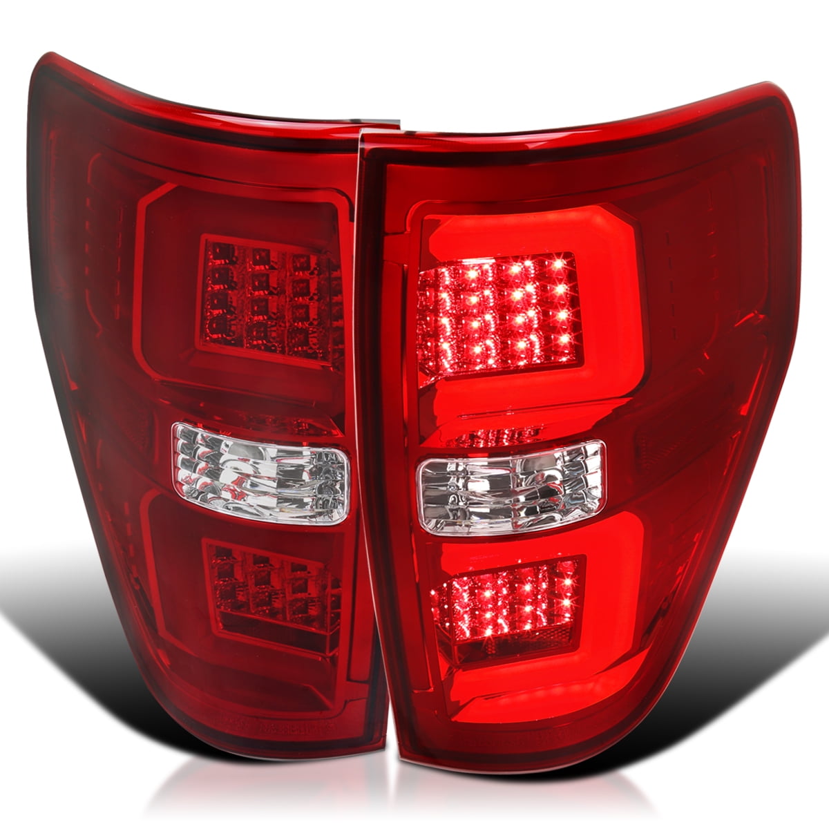 SpecD Tuning Chrome Housing Red Lens LED Tail Light Bar Compatible