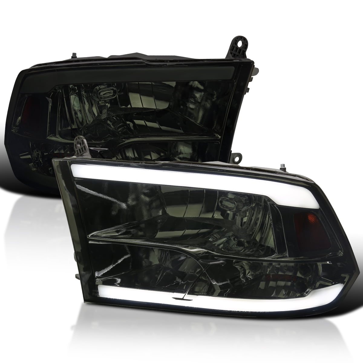 SpecD Tuning Chrome Housing Smoke Lens Headlights with Amber Reflector