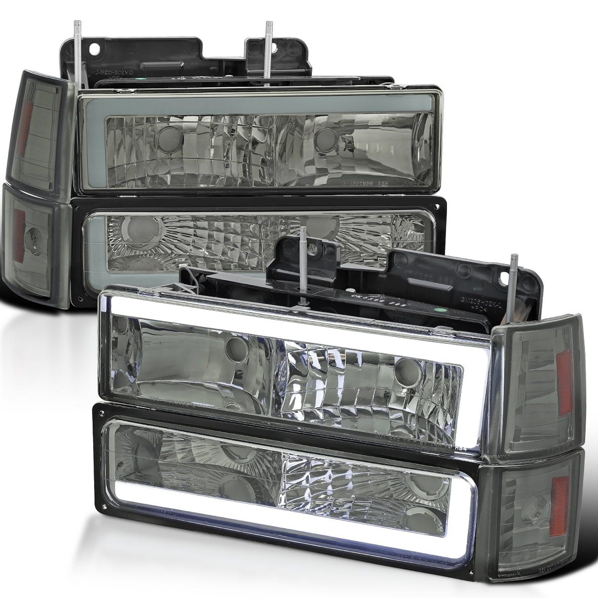 Chrome Clear Headlights With DRL For 1994-1998 Chevy C/K Pickup – Composite Style, Pair, No Bulbs Included 3 thumbnail image