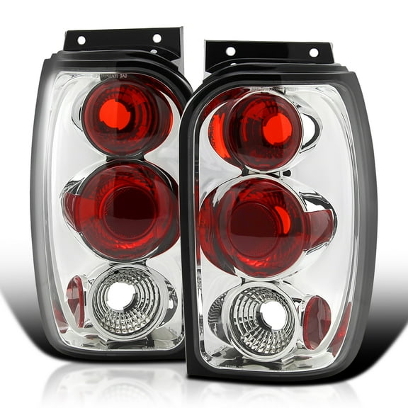 Spec-D Tuning Chrome Housing Tail Lights Compatible with 1998-2001 Ford Explorer, Mercury Mountaineer, Left + Right Pair Assembly