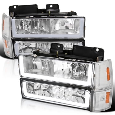 LED DRL Headlight Bumper Lamp Assembly For 94-98 GMC Sierra C/K C1500 C2500 C3500 – Black Housing