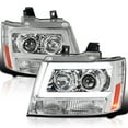 thumbnail image 1 of Spec-D Tuning Chrome LED Bar Projector Headlights Compatible with 2007-2014 Chevy Avalanche, Tahoe, Suburban, Left + Right Pair Headlamps Assembly, 1 of 5