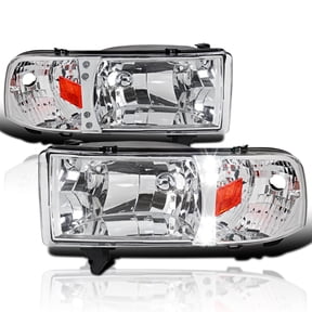 Spec-D Tuning Chrome LED Headlights Compatible with 1994-2001 Dodge Ram 1500, 1994-2002 Dodge Ram 2500 3500, L+R Pair Head Light Lamp Assembly