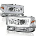 thumbnail image 1 of Spec-D Tuning Chrome LED Light Bar Projector Headlights + Bumper Lights Compatible with 1999-2006 GMC Sierra 1500/2500/3500, Left + Right Pair Headlamps Assembly, 1 of 7