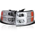 thumbnail image 1 of Spec-D Tuning Chrome LED Tube Projector Headlights Compatible with 2007-2013 Chevy Silverado 1500, 2007-2014 Chevy Silverado 2500 HD 3500 HD, Left + Right Pair Headlamps Assembly, 1 of 5