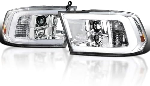 AUTOWIKI Pair Chrome Headlights For 2009-2018 Dodge Ram 1500 2500 3500 - Halogen