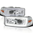 thumbnail image 1 of Spec-D Tuning Chrome LED Light Tube Projector Headlight Compatible with 1999-2006 GMC Sierra Yukon XL 1500/2500/3500, Left + Right Pair Headlamps Assembly, 1 of 6