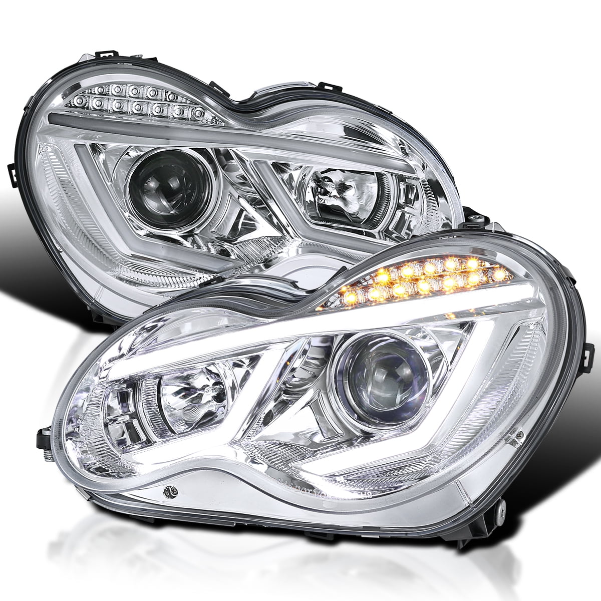 Headlights Set Halogen Chrome Pair Assembly Fits 2006-2009 Mercedes-Benz E280 E320 E350 E-Class 07-09 4-Door /Wagon (Fits Build Date Of 06/30/06 To 2009. W211 Chassis With Automatic Transmission Only - Foto 4