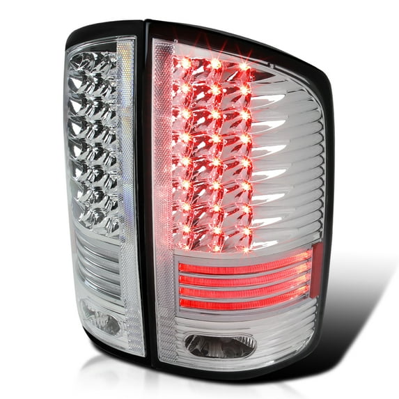 Spec-D Tuning Chrome LED Tail Lights Compatible with 2002-2006 Dodge Ram 1500/2500/3500, Left + Right Pair Assembly
