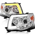 thumbnail image 1 of Spec-D Tuning Chrome LED Tube Projector Headlights with LED Sequential Switchback Signal Compatible with 2005-2011 Toyota Tacoma, Left + Right Pair Headlamps Assembly, 1 of 5