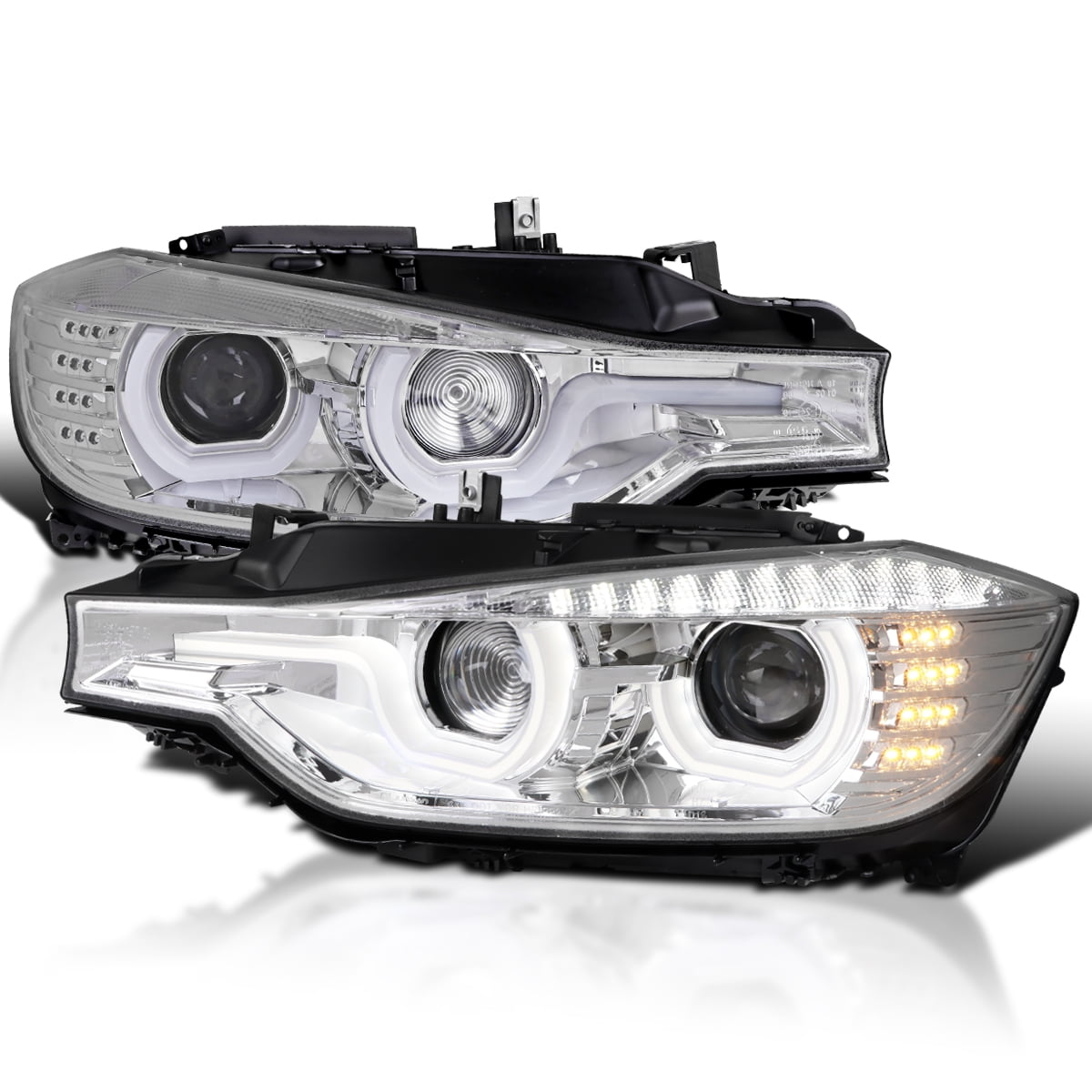 Spec-D Tuning Chrome LED U-Halo HID Type Projector Headlights w/ LED ...