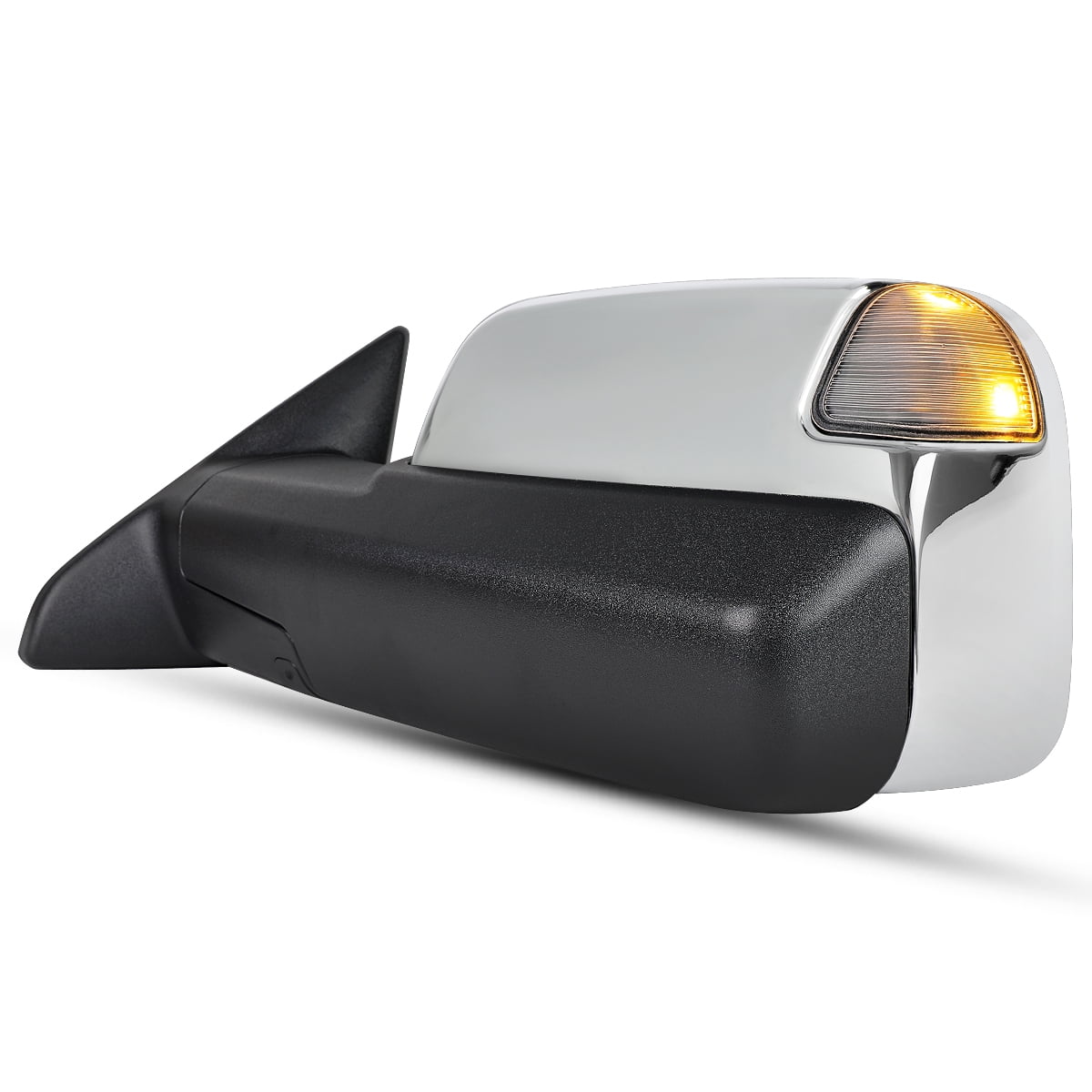 Spec-D Tuning Chrome Left Driver Side Power Heated Manual Fold Tow Mirror w/ Puddle Light + Blind Spot Compatible with 2019-2022 Ram 2500 3500