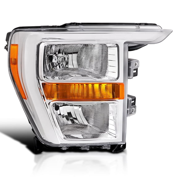 Spec-D Tuning Chrome Passenger Right Side Halogen Type Headlight Compatible with 2021-2023 Ford F150 Head Lamp Assembly