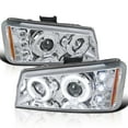 thumbnail image 1 of Spec-D Tuning Chrome Projector Headlights Compatible with 2003-2007 Chevy Silverado, 2002-2006 Chevy Avalanche Without Body Cladding, Left + Right Pair Headlamps Assembly, 1 of 6