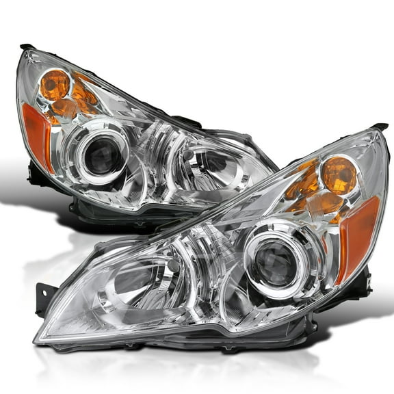 Spec-D Tuning Chrome Projector Headlights Compatible with 2010-2014 Subaru Legacy, 2010-2014 Subaru Outback, Left + Right Pair Headlamps Assembly