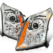 Spec-D Tuning Chrome Projector Headlights Compatible with 2010-2016 Cadillac SRX, Left + Right Head Lamps Assembly