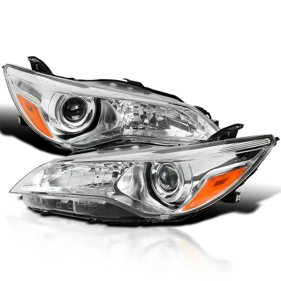 Spec-D Tuning Chrome Projector Headlights Compatible with 2015-2017 Toyota Camry, Left + Right Pair Headlamps Assembly