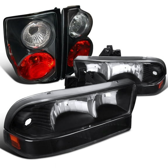 Spec-D Tuning Chrome Projector Headlights + LED Signal + LED Bumper Lights Compatible with 1998-2004 Chevy S10 Left + Right Pair Headlamps Assembly
