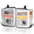 thumbnail image 1 of Spec-D Tuning Chrome Projector Headlights with Sequential LED Turn Signal Light Strips Compatible with 2008-2010 Ford F-250, F-350, F-450, F-550 Super Duty, Left + Right Pair Headlamps Assembly, 1 of 5