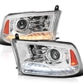 thumbnail image 1 of Spec-D Tuning Chrome Projector Headlights + Sequential Switchback LED Signal Strip Compatible with 2009-18 Dodge RAM 1500/2500/3500, 2019-24 Dodge RAM 1500  Left + Right Pair Headlamps Assembly, 1 of 5