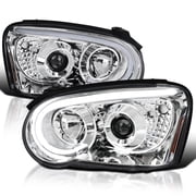 Spec-D Tuning Chrome Projector Headlights w/ LED Light Bar Compatible with 2004-2005 Subaru Impreza RS/ WRX/ Outback/ STI, Left + Right Pair Headlamps Assembly