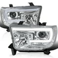 thumbnail image 1 of Spec-D Tuning Chrome Projector Headlights w/ LED Light Bar Compatible with 2007-2013 Toyota Tundra, 2008-2017 Toyota Sequoia, Left + Right Pair Headlamps Assembly, 1 of 6