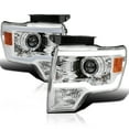 thumbnail image 1 of Spec-D Tuning Chrome Projector Headlights w/ LED Strips Compatible with 2009-2014 Ford F-150, Left + Right Pair Headlamps Assembly, 1 of 5