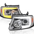 thumbnail image 1 of Spec-D Tuning Chrome Projector Headlights w/ Switchback Sequential Signal LED Tube Compatible with 2004-2008 Ford F150 2006-2008 Lincoln Mark LT, Left + Right Pair Headlamps Assembly, 1 of 5