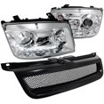 thumbnail image 1 of Spec-D Tuning Chrome R8 LED Projector Headlights + Black Mesh Hood Grille Compatible with 1999-2004 Volkswagen Jetta Left + Right Pair Headlamps Assembly, 1 of 7