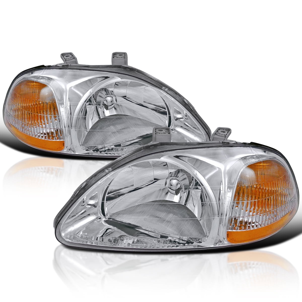 Spec-D Tuning Chrome Replacement Headlights Compatible with 1996-1998 ...