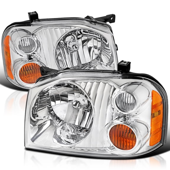 Spec-D Tuning Chrome Replacement Headlights Compatible with 2001-2004 Nissan Frontier Left + Right Head Lights Lamps Assembly