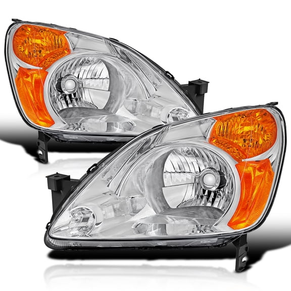 Spec-D Tuning Chrome Replacement Headlights Compatible with 2002-2004 Honda CR-V CRV Left + Right Head Lamps Assembly