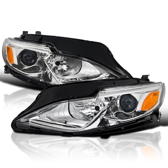 Spec-D Tuning Chrome Replacement Projector Headlights Compatible with 2019-2024 Chevy Malibu Halogen Models, Left + Right Pair Headlamps Assembly