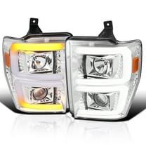 Spec-D Tuning Chrome Sequential Switchback Projector Headlights Compatible with 2008-2010 Ford F-250, F-350, F-450