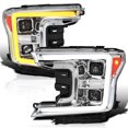 thumbnail image 1 of Spec-D Tuning Chrome Sequential Switchback Projector Headlights w/ LED Light Bar Compatible with 2018-2020 Ford F-150, Left + Right Pair Headlamps Assembly, 1 of 7