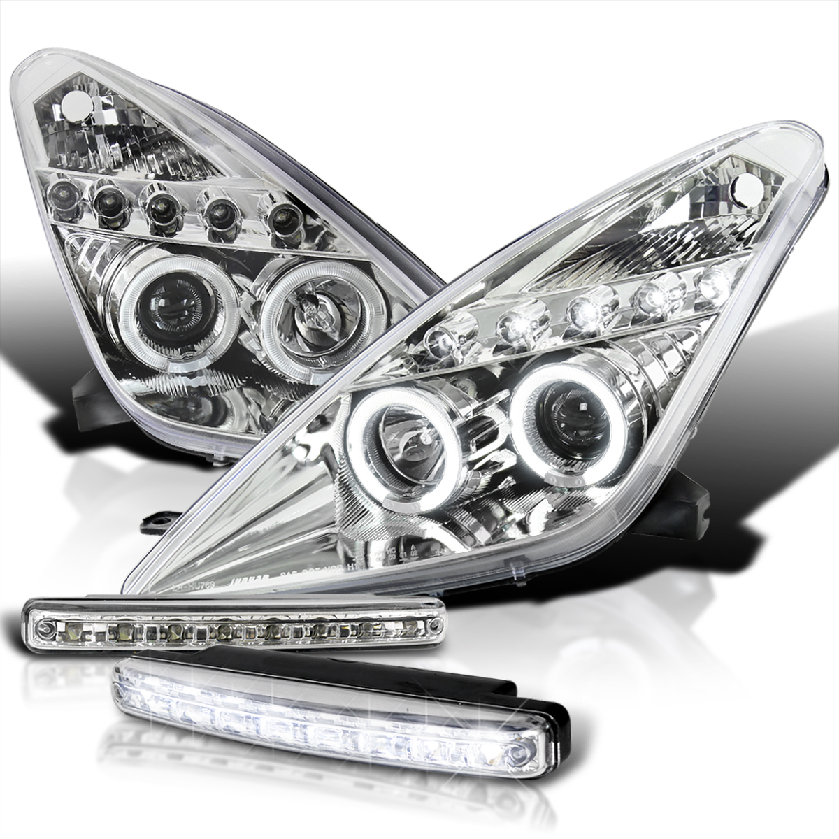 Speed Daddy Chrome Halo Projector Headlights + Corners For 2009-2012 BMW E90 - H7/H1 With LED HID Fan