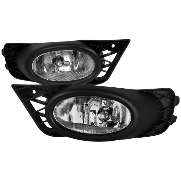 Spec-D Tuning Clear Bumper Driving Fog Lights + Bulbs + Switch Compatible with 2009-2011 Honda Civic 4Dr Sedan L+R Pair Assembly