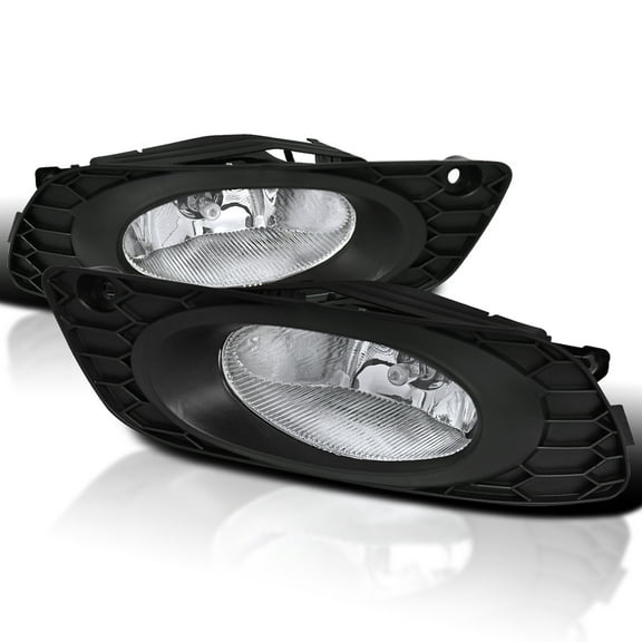 Spec-D Tuning Clear Fog Lights + Bulbs + Switch Compatible with 2012 Honda Civic Sedan 4Dr, L+R Pair Assembly