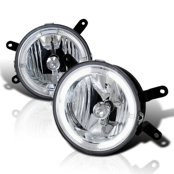 Spec-D Tuning Clear Fog Lights w/ Halo (Angel Eyes) w/ H10 Bulbs Compatible with 2005-2009 Ford Mustang GT L+R Pair Assembly