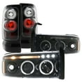 thumbnail image 1 of Spec-D Tuning Clear LED Projector Headlights + 6-LED Fog Lamps Pair Compatible with Dodge Ram Left + Right Pair Headlamps Assembly, 1 of 7