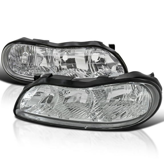 Spec-D Tuning Clear Lens Headlights Compatible with 1997-2003 Chevy Malibu, 2004-2005 Classic, 1997-1999 Oldsmobile Cutlass, L+R Pair Head Light Lamp Assembly