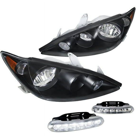 Spec-D Tuning Compatible with 2005-2006 Camry JDM Crystal Black Headlights+LED Bumper Fog Lamps