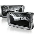 thumbnail image 1 of Spec-D Tuning Diamond Headlights Black Compatible with 1999-2004 Ford F250 F350 F450 F550 L+R Pair Head Light Lamp Assembly, 1 of 6