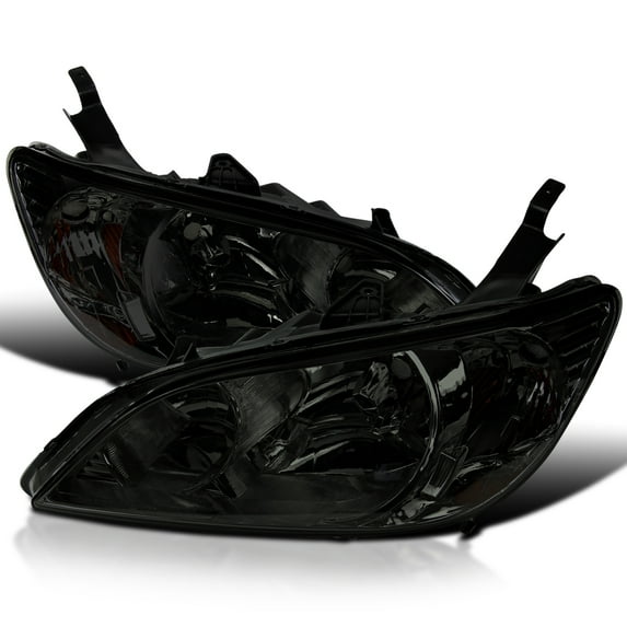 Spec-D Tuning Diamond Style Chrome Smoke Headlights Compatible with 2004-2005 Honda Civic 2D/ 4D L+R Pair Head Light Lamp Assembly