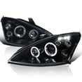 thumbnail image 1 of Spec-D Tuning Dual Halo Angel eyes LED Projector Headlights Glossy Black Compatible with 2000-2004 Ford Focus, Left + Right Pair Headlamps Assembly, 1 of 5