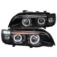 thumbnail image 1 of Spec-D Tuning Dual Halo Black Projector Headlights Head Lamp w/ LED Lamps for 2001-2003 BMW X5 Head Light Assembly Left + Right Pair, 1 of 7