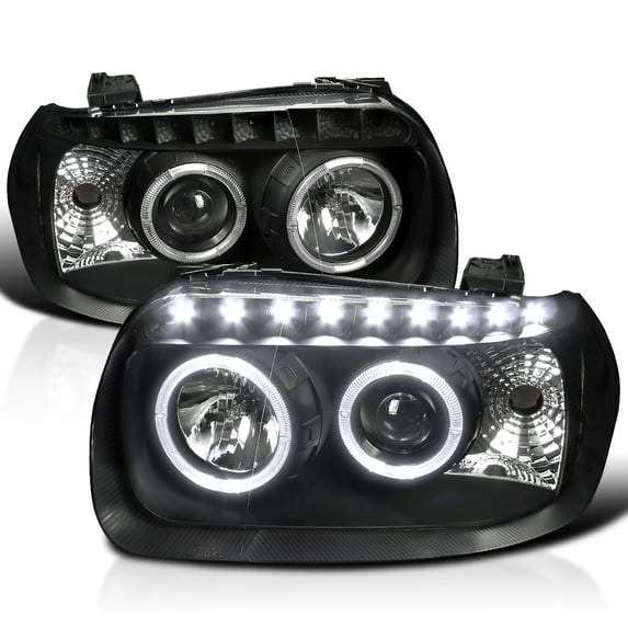 Spec-D Tuning Dual Halo Black Projector SMD LED Headlights Compatible with 2005-2007 Ford Escape, Left + Right Pair Headlamps Assembly