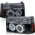 thumbnail image 1 of Spec-D Tuning Dual Halo Glossy Black Housing Smoke Lens Projector Headlights Compatible with 1992-1996 Ford F-150/ F-250/ F-350, 1992-1996 Ford Bronco, Left + Right Pair Headlamps Assembly, 1 of 5